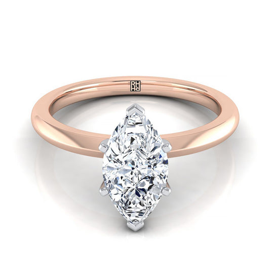 Petite Knife Edge Solitaire Marquise, in 14K Rose Gold, prong setting | RockHer