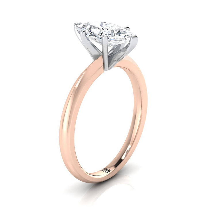 Petite Knife Edge Solitaire Marquise, in 14K Rose Gold, prong setting – side profile | RockHer