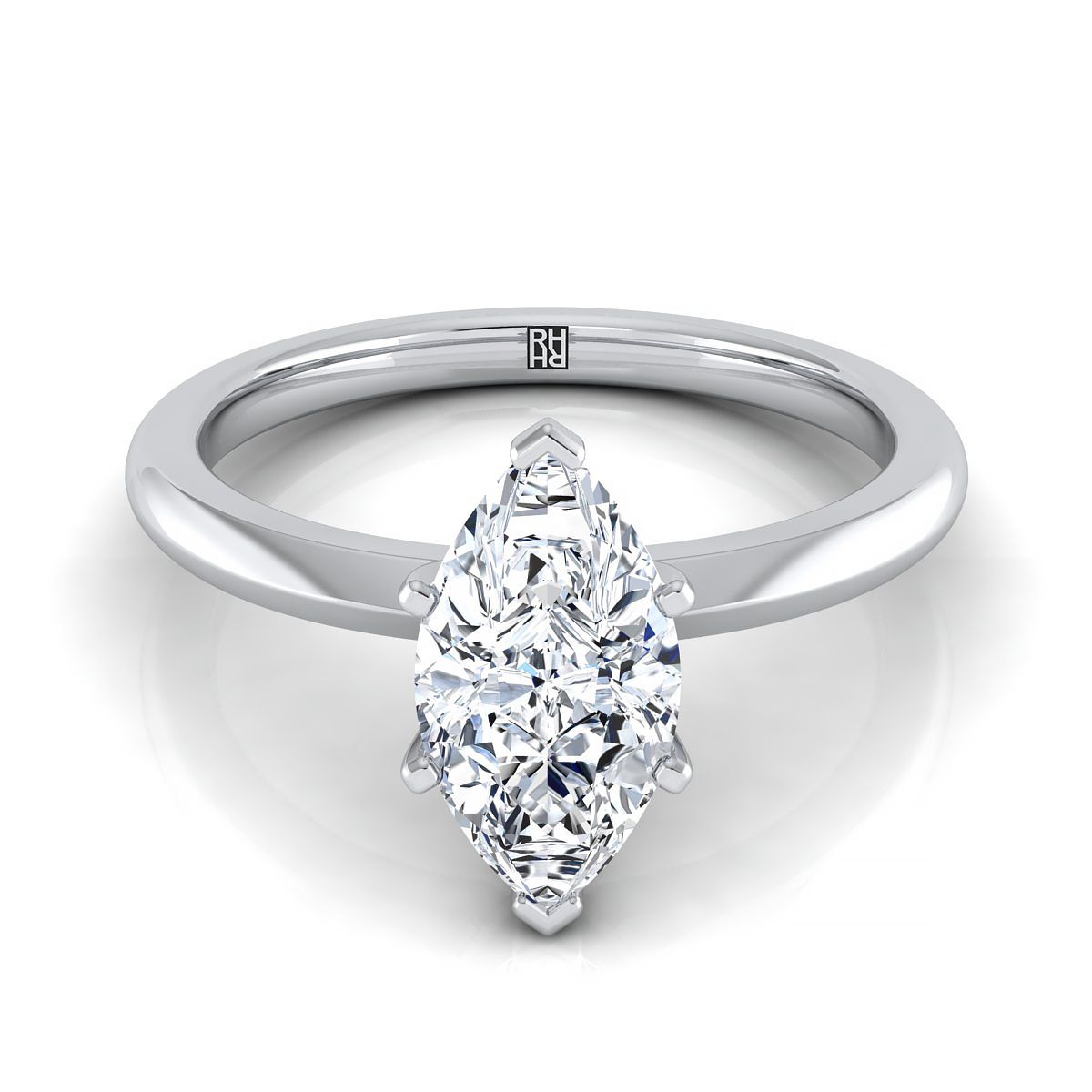 Petite Knife Edge Solitaire Marquise, in Platinum, prong setting | RockHer