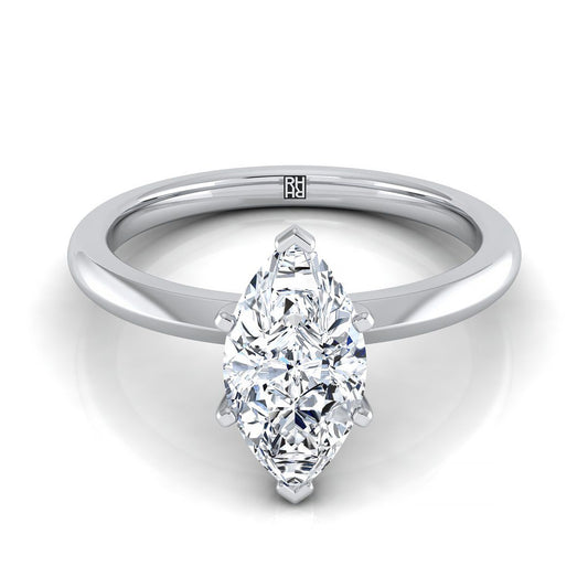 Petite Knife Edge Solitaire Marquise, in Platinum, prong setting | RockHer