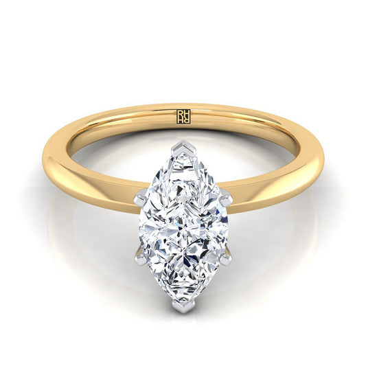 Petite Knife Edge Solitaire Marquise, in 18K Yellow Gold, prong setting | RockHer