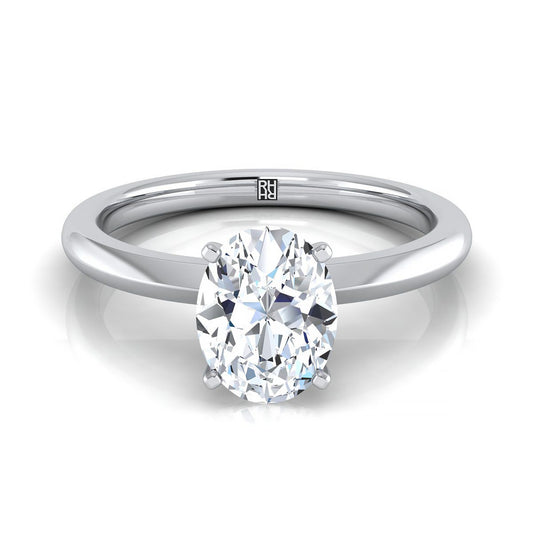 Petite Knife Edge Solitaire Oval, in 18K White Gold, prong setting | RockHer