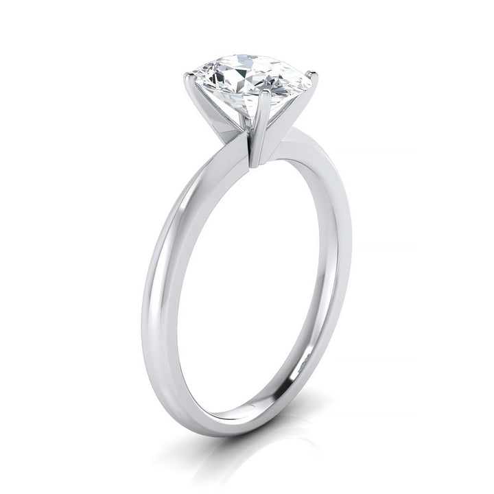 Petite Knife Edge Solitaire Oval, in Platinum, prong setting – side profile | RockHer