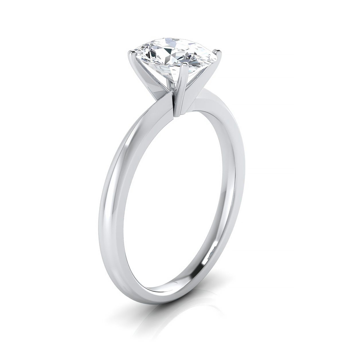 Petite Knife Edge Solitaire Oval, in 18K White Gold, prong setting – side profile | RockHer