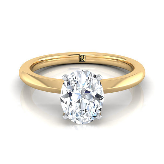 Petite Knife Edge Solitaire Oval, in 18K Yellow Gold, prong setting | RockHer