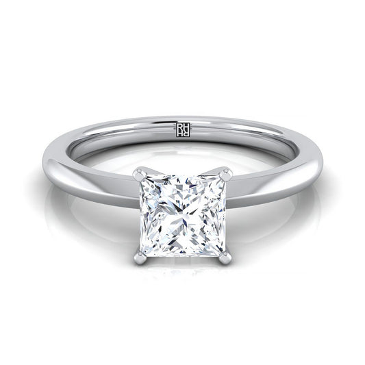 Petite Knife Edge Solitaire Princess, in 18K White Gold, prong setting | RockHer