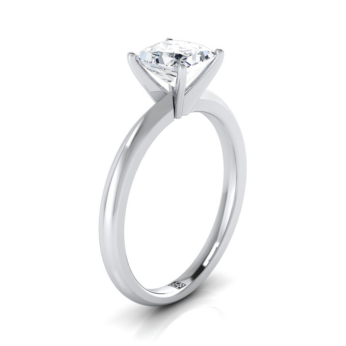 Petite Knife Edge Solitaire Princess, in Platinum, prong setting – side profile | RockHer