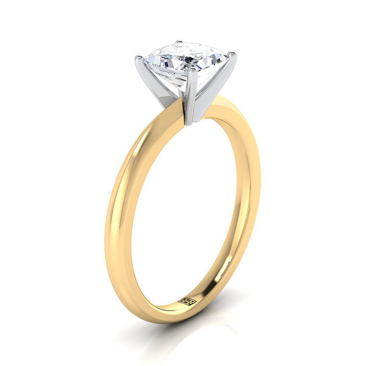 Petite Knife Edge Solitaire Princess, in 18K Yellow Gold, prong setting – side profile | RockHer