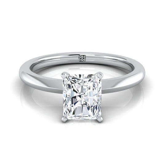 Petite Knife Edge Solitaire Radiant, in 18K White Gold, prong setting | RockHer