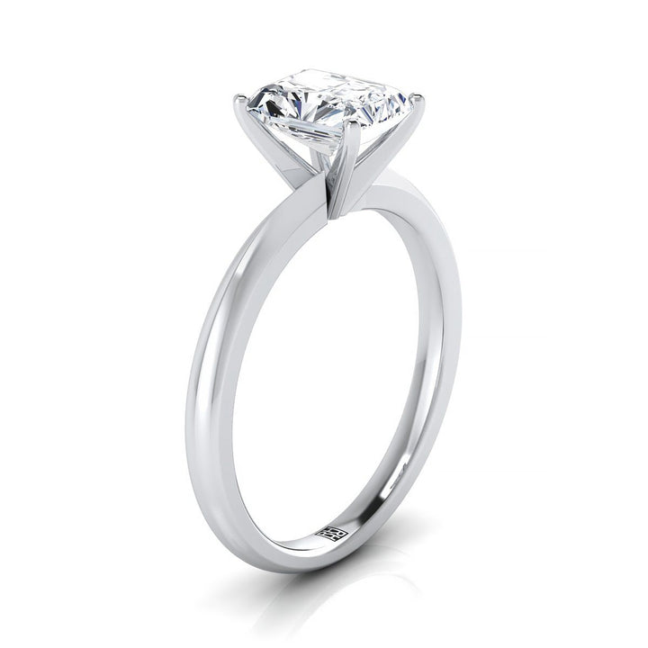 Petite Knife Edge Solitaire Radiant, in 18K White Gold, prong setting – side profile | RockHer