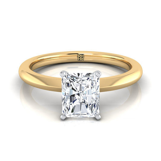 Petite Knife Edge Solitaire Radiant, in 18K Yellow Gold, prong setting | RockHer