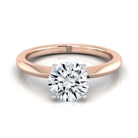Round Brilliant, Petite Knife Edge Solitaire, in 14K Rose Gold, prong setting | RockHer