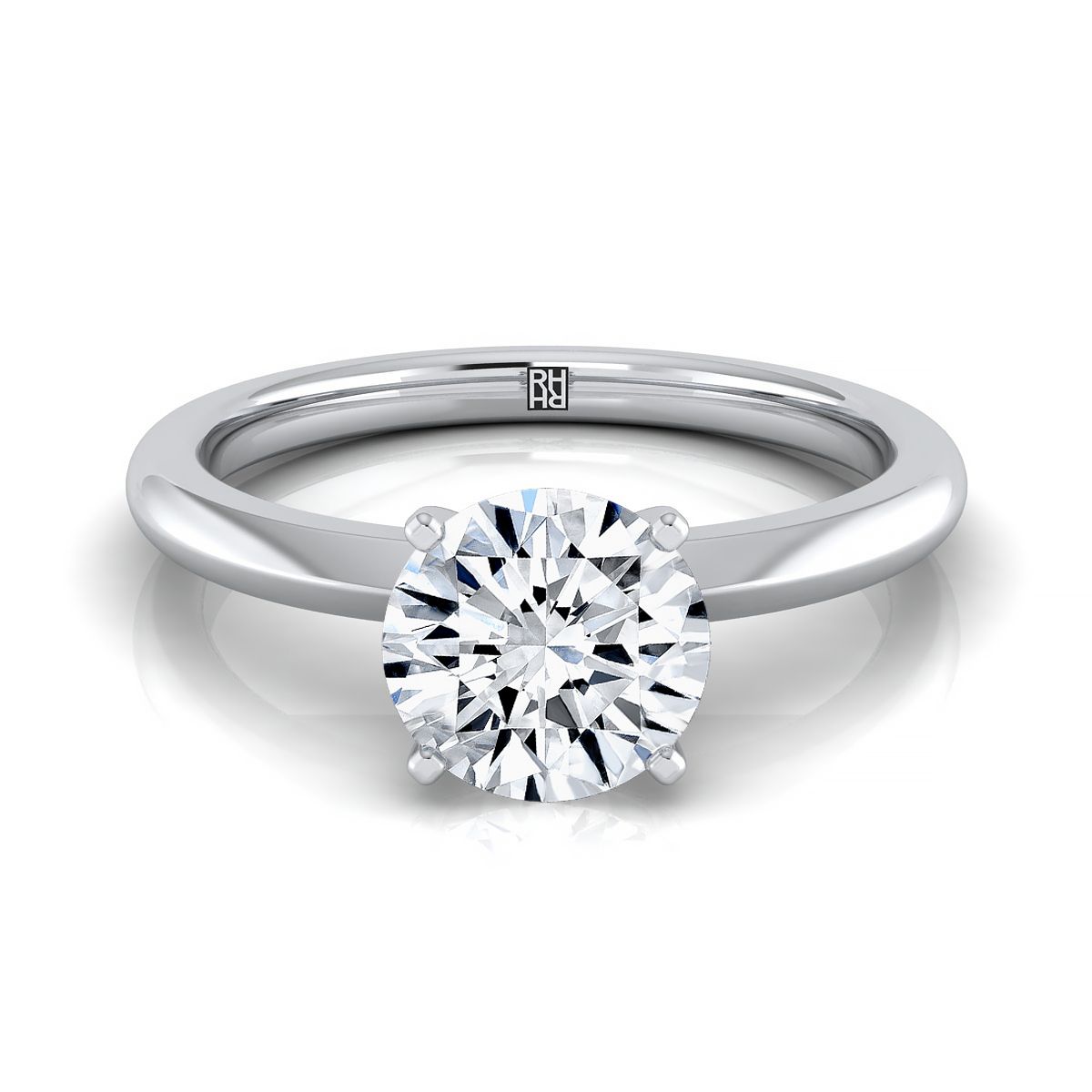 Round Brilliant, Petite Knife Edge Solitaire, in Platinum, prong setting | RockHer