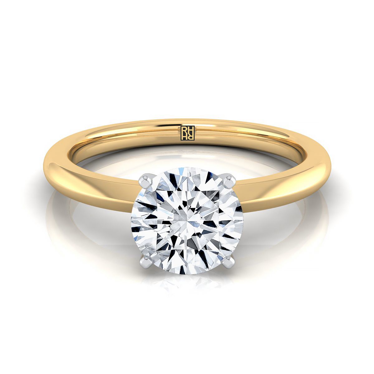 Round Brilliant, Petite Knife Edge Solitaire, in 18K Yellow Gold, prong setting | RockHer
