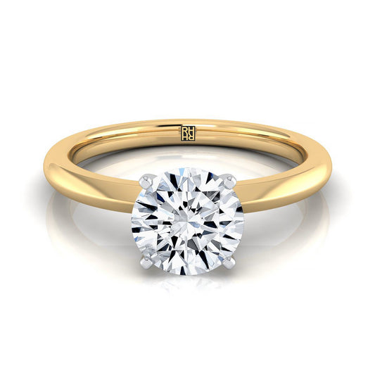 Round Brilliant, Petite Knife Edge Solitaire, in 18K Yellow Gold, prong setting | RockHer