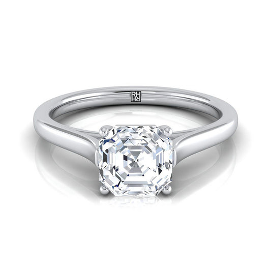 Elegant Cathedral Squared Edge Solitaire Asscher, in Platinum, prong setting | RockHer