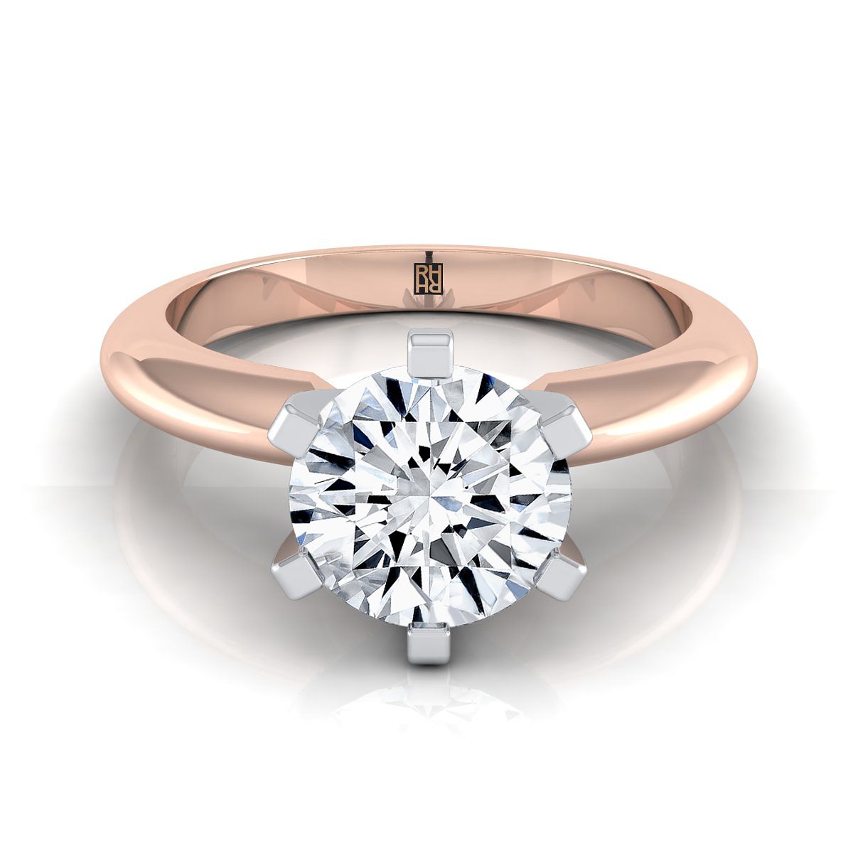 ตัวเรือนแหวนหมั้น Leonora ทรงกลม ฝังหนาม ทองคำชมพู 14K จาก RockHer