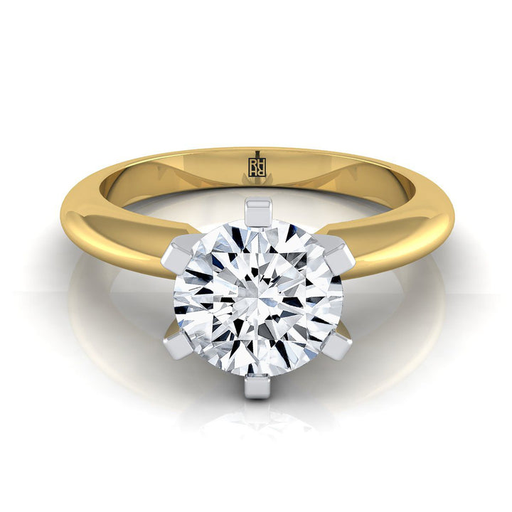 ตัวเรือนแหวนหมั้น Leonora ทรงกลม ฝังหนาม ทองคำเหลือง 18K จาก RockHer