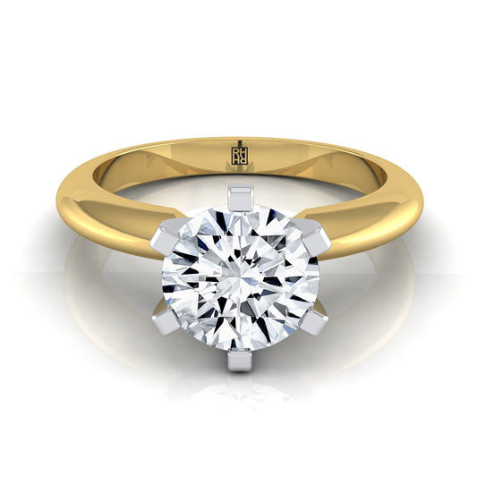 Round Brilliant, Simple Low Base Knife Edge Solitaire, in 18K Yellow Gold, prong setting | RockHer