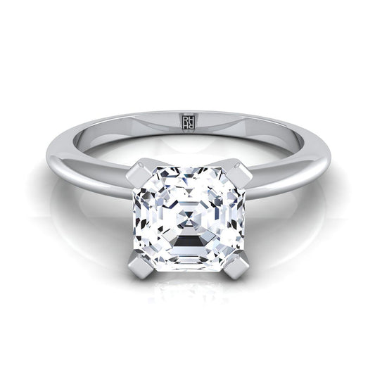 Classic Low Base Solitaire Asscher, in 18K White Gold, prong setting | RockHer