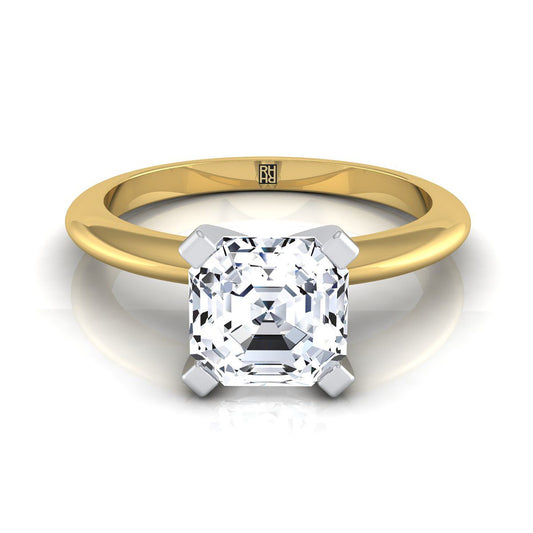 Classic Low Base Solitaire Asscher, in 18K Yellow Gold, prong setting | RockHer
