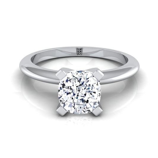 Classic Low Base Solitaire Cushion, in Platinum, prong setting | RockHer