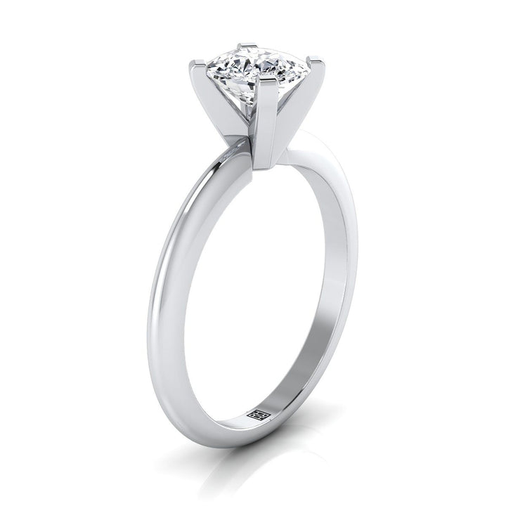 4 Prong Diamond Solitaire With Petite Modern Knife Edge Shank For 1.50 Carat Cushion H Color Vvs1 Clarity Ags-0, in Platinum – side profile | RockHer