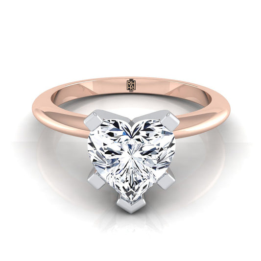 Classic Low Base Solitaire Heart Shape, in 14K Rose Gold, prong setting | RockHer