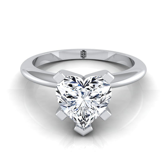 Classic Low Base Solitaire Heart Shape, in 18K White Gold | RockHer