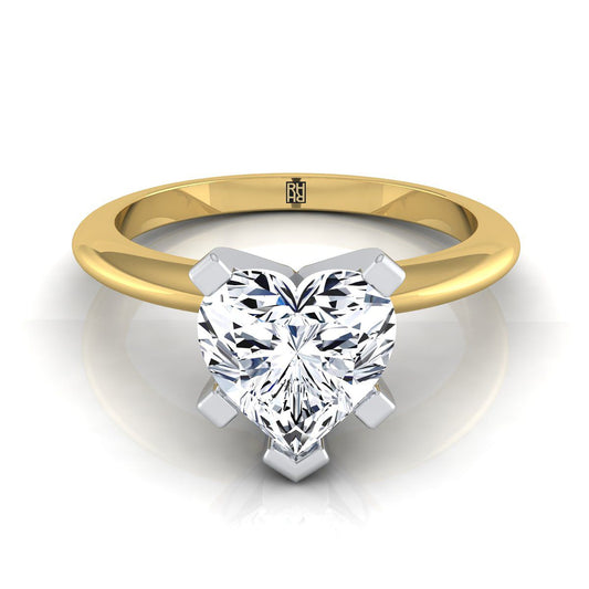 Classic Low Base Solitaire Heart Shape, in 18K Yellow Gold, prong setting | RockHer