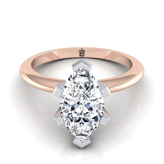 Classic Low Base Solitaire Marquise, in 14K Rose Gold, prong setting | RockHer