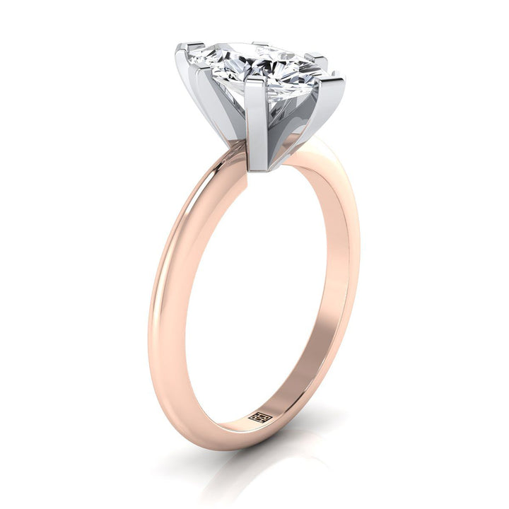 Classic Low Base Solitaire Marquise, in 14K Rose Gold, prong setting – side profile | RockHer