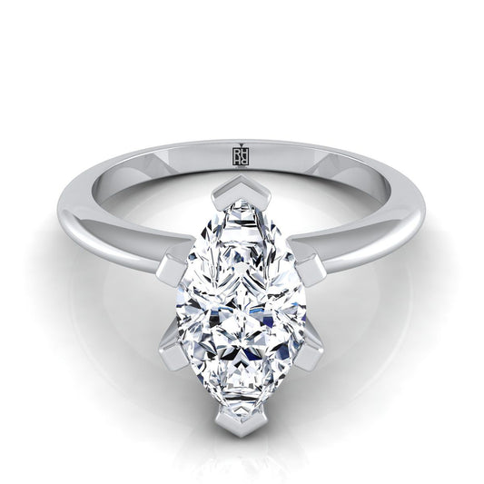 Classic Low Base Solitaire Marquise, in 18K White Gold | RockHer