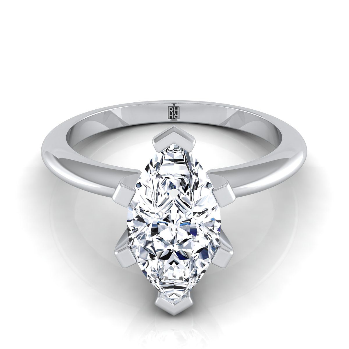 Classic Low Base Solitaire Marquise, in Platinum, prong setting | RockHer