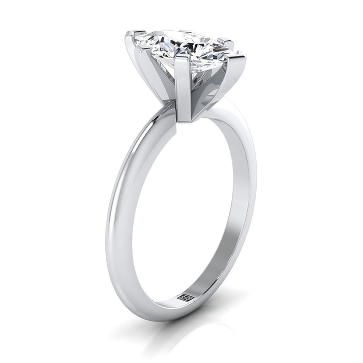 Classic Low Base Solitaire Marquise, in Platinum, prong setting – side profile | RockHer