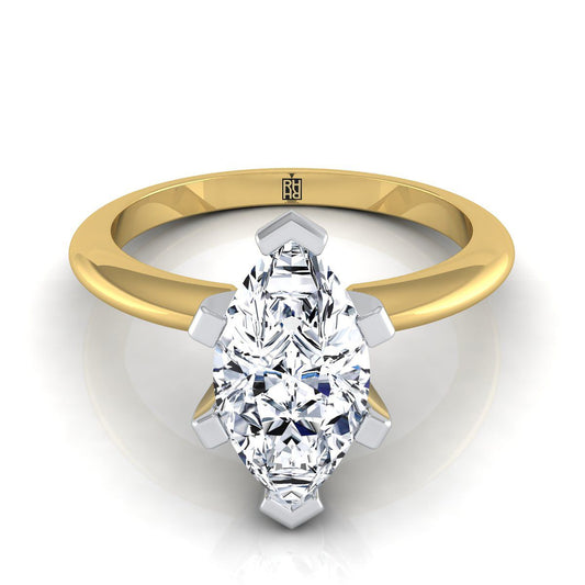 Classic Low Base Solitaire Marquise, in 18K Yellow Gold, prong setting | RockHer