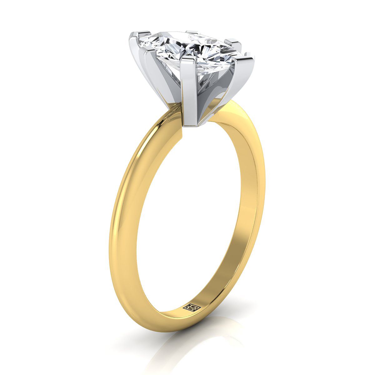 แหวนหมั้นเดี่ยวฐานต่ำคลาสสิกทรงมาร์คีส์ทองคำเหลือง 14K