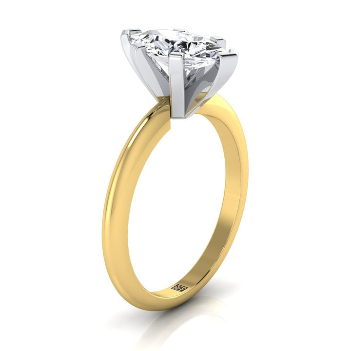 แหวนหมั้นเดี่ยวฐานต่ำคลาสสิกทรงมาร์คีส์ทองคำเหลือง 14K