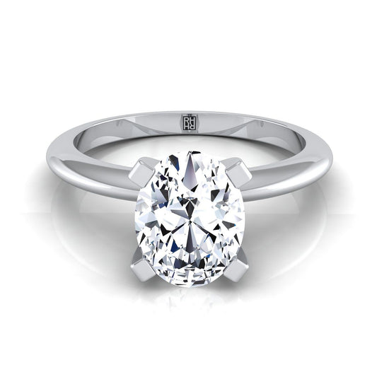 Classic Low Base Solitaire Oval, in 18K White Gold | RockHer
