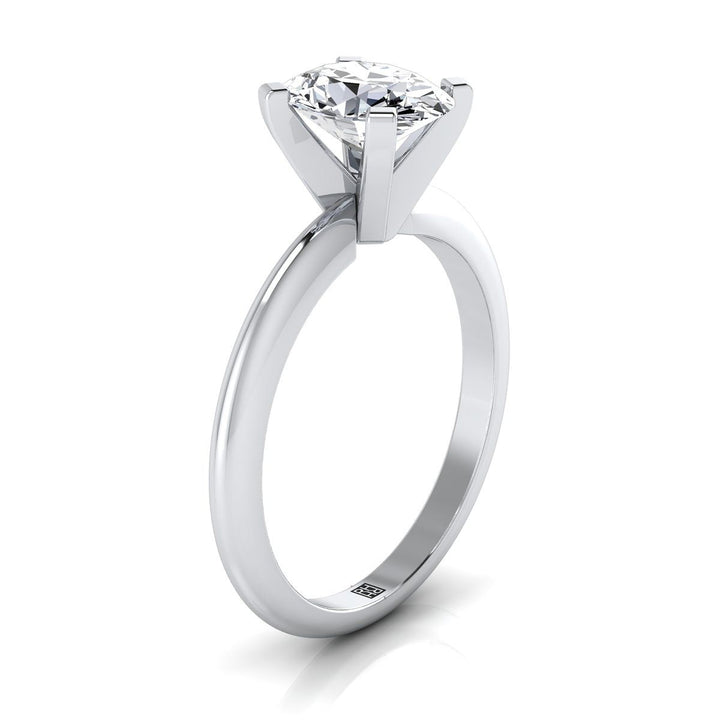 Classic Low Base Solitaire Oval, in Platinum, prong setting – side profile | RockHer