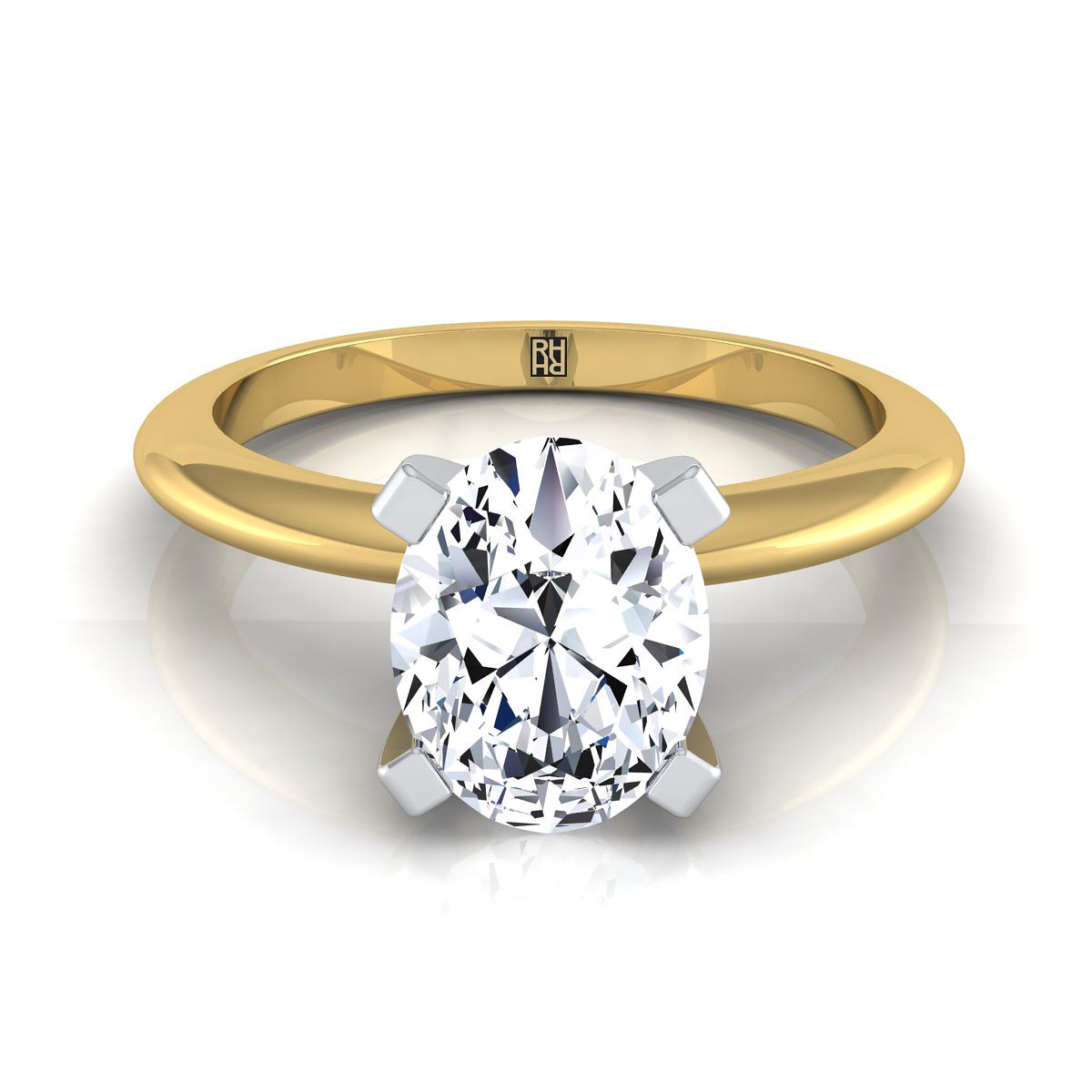 Classic Low Base Solitaire Oval, in 18K Yellow Gold, prong setting | RockHer