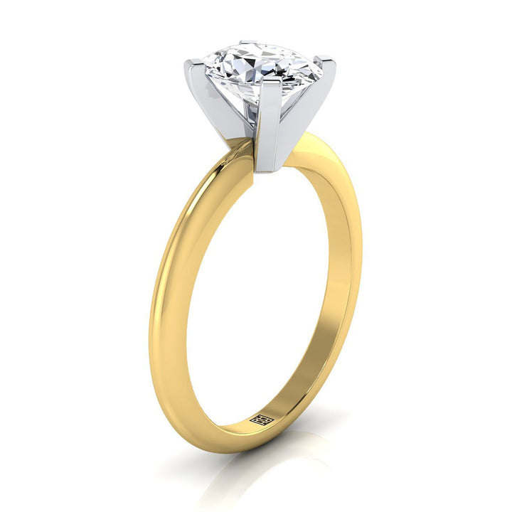 Classic Low Base Solitaire Oval, in 18K Yellow Gold, prong setting – side profile | RockHer