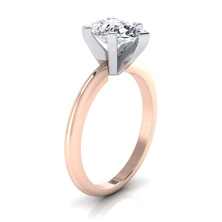 Classic Low Base Solitaire Pear Shape, in 14K Rose Gold, prong setting – side profile | RockHer