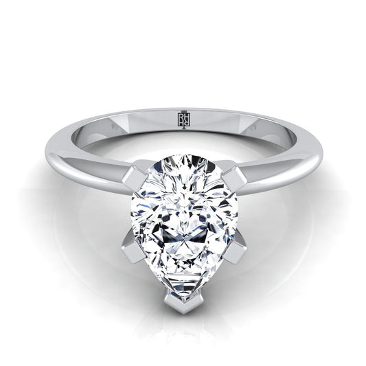 Classic Low Base Solitaire Pear Shape, in Platinum, prong setting | RockHer
