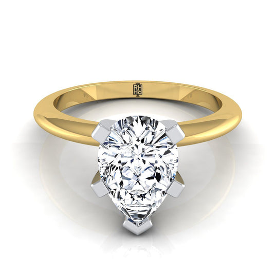 Classic Low Base Solitaire Pear Shape, in 18K Yellow Gold, prong setting | RockHer