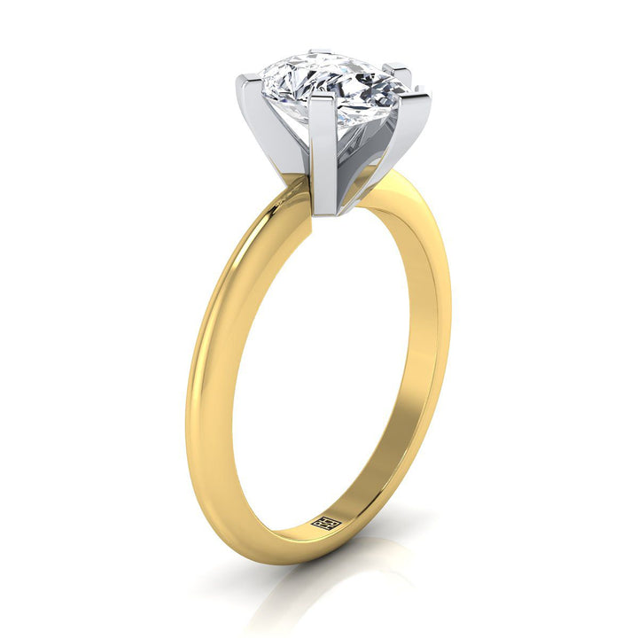 18K Yellow Gold Pear Shape Center  Classic Low Base Solitaire Engagement Ring