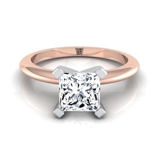 14K Rose Gold Princess Cut  Classic Low Base Solitaire Engagement Ring