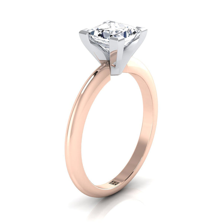 Classic Low Base Solitaire Princess, in 14K Rose Gold, prong setting – side profile | RockHer