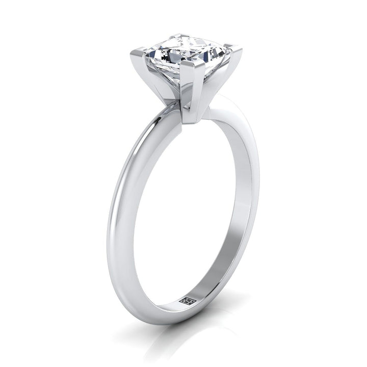 Classic Low Base Solitaire Princess, in Platinum, prong setting – side profile | RockHer