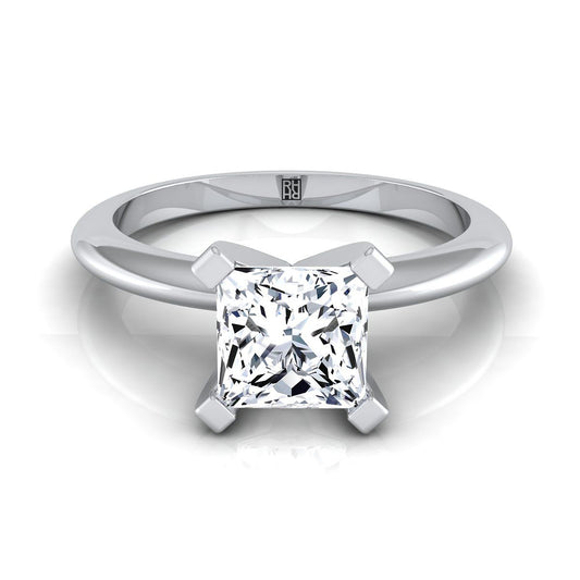 Classic Low Base Solitaire Princess, in 18K White Gold | RockHer